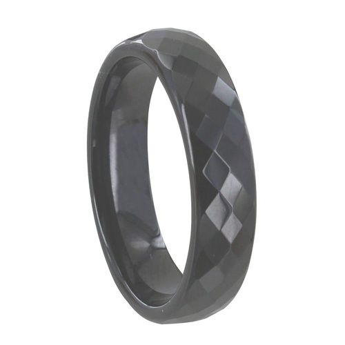 Les Poulettes Bijoux - Bague Anneau Large D'hématite Facettée - 6mm