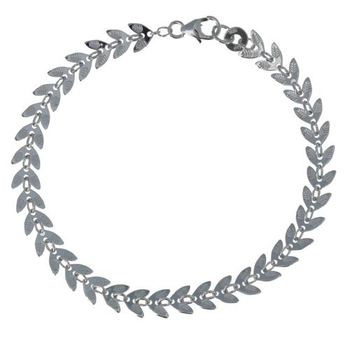Les Poulettes Bijoux - Bracelet Argent Rhodié Laurier
