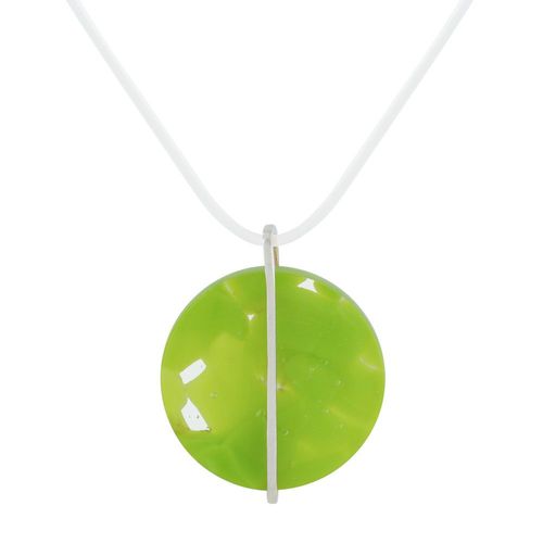Les Poulettes Bijoux - Pendentif Argent Pâte De Verre Bonbon Vert Granny