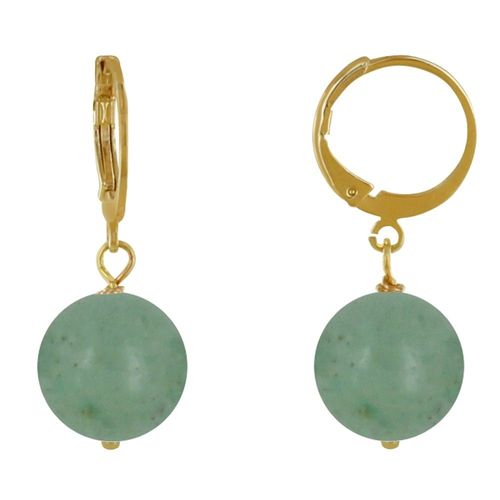 Les Poulettes Bijoux - Boucles D'oreilles Mini Créoles Plaqué Or Et Perle D'aventurine