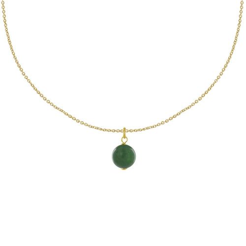 Les Poulettes Bijoux - Collier Plaqué Or Pendentif Perle De Jade