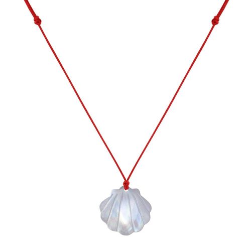 Les Poulettes Bijoux - Collier Lien Coquille St Jacques En Nacre