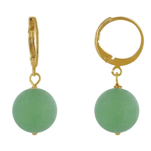 Les Poulettes Bijoux - Boucles D'oreilles Mini Créoles Plaqué Or Et Perle D'aventurine Dépolie