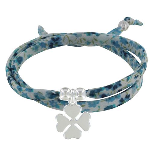 Les Poulettes Bijoux - Bracelet Double Tour Lien Liberty Et Trèfle Argent - Colors