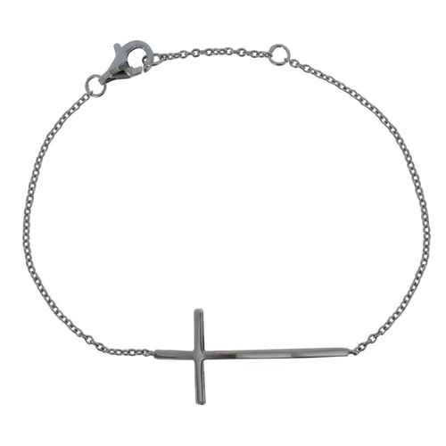 Les Poulettes Bijoux - Bracelet Argent Rhodié Grande Croix