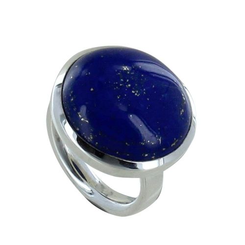 Les Poulettes Bijoux - Bague Argent Gros Rond De Lapis Lazuli