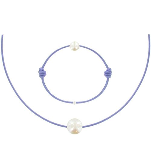Les Poulettes Bijoux - Set Collier Et Bracelet Lien La Perle Blanche Des Poulettes - Colors