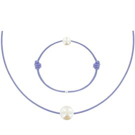 Les Poulettes Bijoux - Set Collier Et Bracelet Lien La Perle Blanche Des Poulettes - Colors
