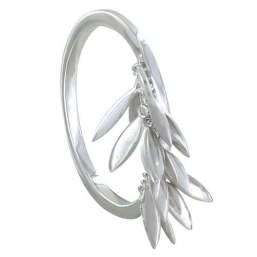 Les Poulettes Bijoux - Bague Argent Rhodié Petites Feuilles