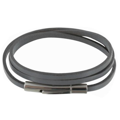 Les Poulettes Bijoux - Bracelet Femme Cuir Plat Fermoir Acier Inoxydable - Classics