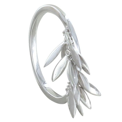 Les Poulettes Bijoux - Bague Argent Rhodié Petites Feuilles