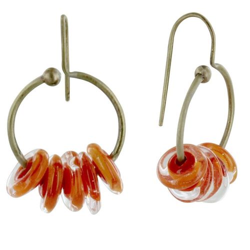 Les Poulettes Bijoux - Boucles D'oreilles Laiton Anneau Et Petits Disques De Verre - Classics
