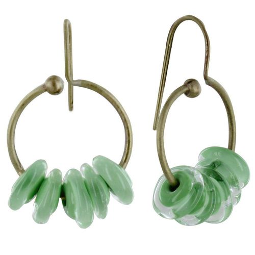 Les Poulettes Bijoux - Boucles D'oreilles Laiton Anneau Et Petits Disques De Verre - Classics