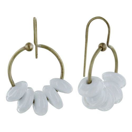 Les Poulettes Bijoux - Boucles D'oreilles Laiton Anneau Et Petits Disques De Verre - Classics
