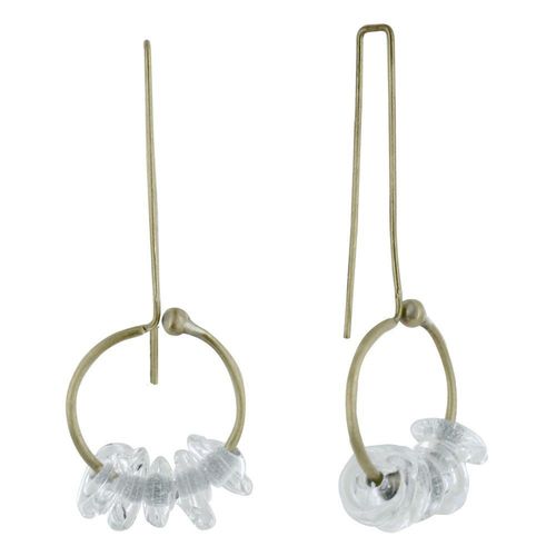 Les Poulettes Bijoux - Boucles D'oreilles Grand Crochet Laiton Anneau Et Petits Disques De Verre - Classics