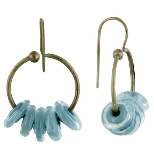 Les Poulettes Bijoux - Boucles D'oreilles Laiton Anneau Et Petits Disques De Verre - Classics