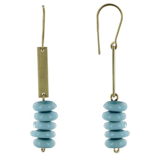 Les Poulettes Bijoux - Boucles D'oreilles Laiton Barrette Et Petits Disques De Verre - Classics