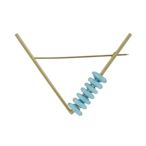 Les Poulettes Bijoux - Broche Laiton Triangle Et Petits Disques De Verre
