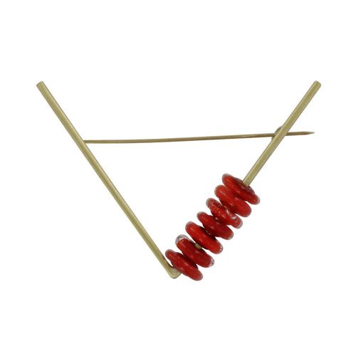 Les Poulettes Bijoux - Broche Laiton Triangle Et Petits Disques De Verre