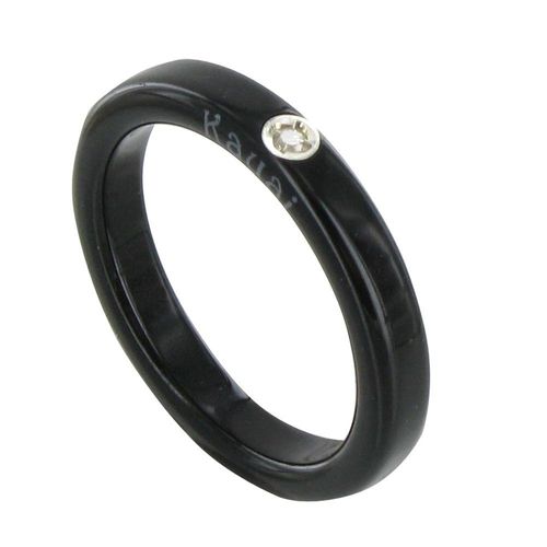 Les Poulettes Bijoux - Bague Diamant Blanc Résine Noire Et Argent