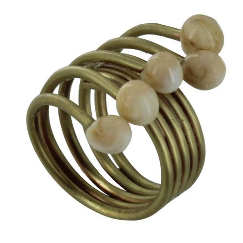 Les Poulettes Bijoux - Bague Laiton Perles De Verre - Classics