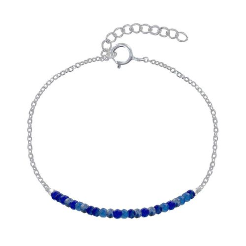 Les Poulettes Bijoux - Bracelet Argent Chaine Et Perles Facettées De Lapis Lazuli