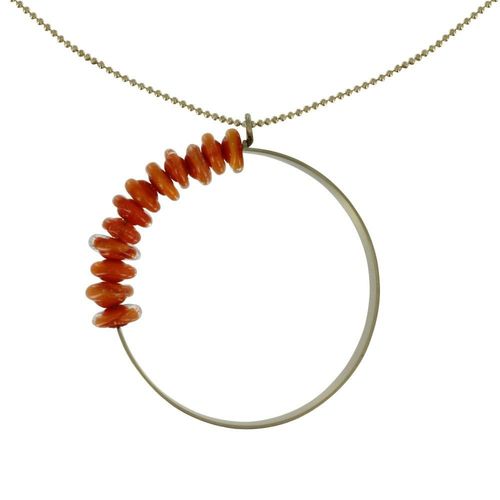 Les Poulettes Bijoux - Collier Laiton Anneau Et Petits Disques De Verre - Classics