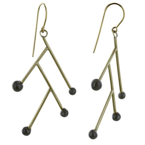 Les Poulettes Bijoux - Boucles D'oreilles Branches En Laiton Et Perle De Verre - Classics
