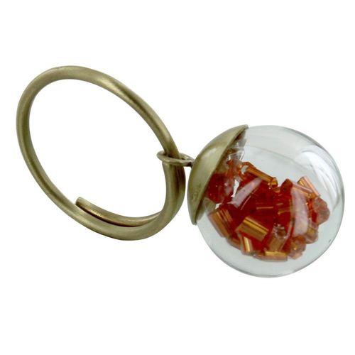 Les Poulettes Bijoux - Bague Laiton Bulle Pâte De Verre Et Perles - Classics
