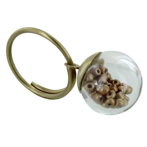 Les Poulettes Bijoux - Bague Laiton Bulle Pâte De Verre Et Perles - Classics