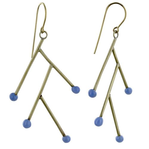 Les Poulettes Bijoux - Boucles D'oreilles Branches En Laiton Et Perle De Verre - Classics