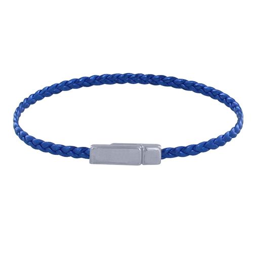 Les Poulettes Bijoux - Bracelet Femme Tresse Plate En Cuir Brillant Femoir Aimanté Métal Argenté