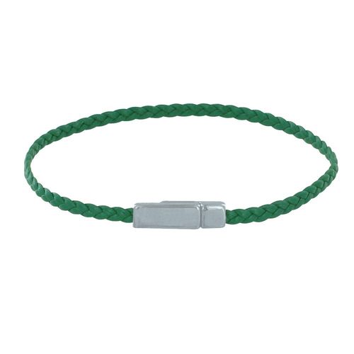 Les Poulettes Bijoux - Bracelet Femme Tresse Plate En Cuir Mat Femoir Aimanté Métal Argenté