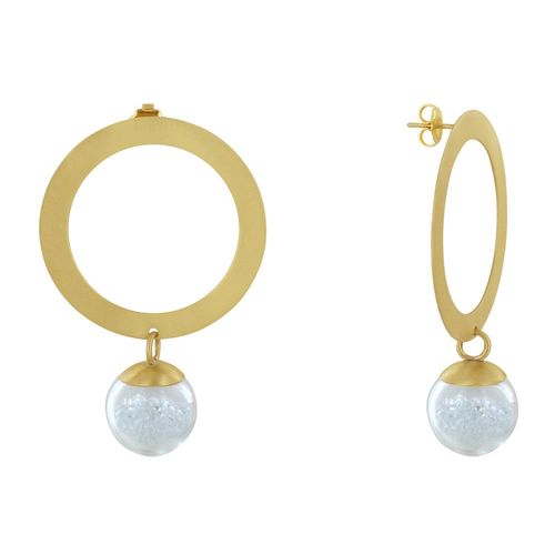 Les Poulettes Bijoux - Boucles D'oreilles Anneau Laiton Bulle Pâte De Verre Et Perles