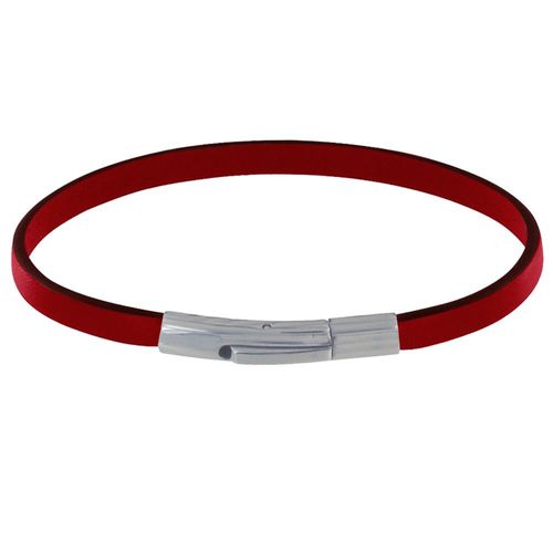 Les Poulettes Bijoux - Bracelet Homme Cuir Simple Fermoir Acier Inoxydable - 19cm