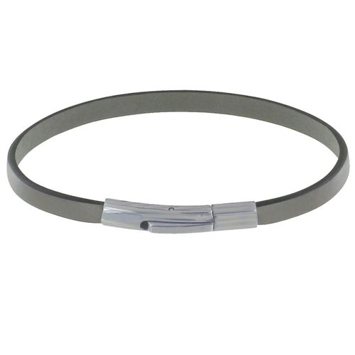 Les Poulettes Bijoux - Bracelet Homme Cuir Simple Fermoir Acier Inoxydable - 19cm