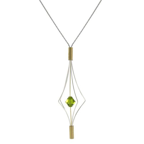 Les Poulettes Bijoux - Collier Argent Et Plaqué Or Lanterne Et Cristal - Grand Modèle