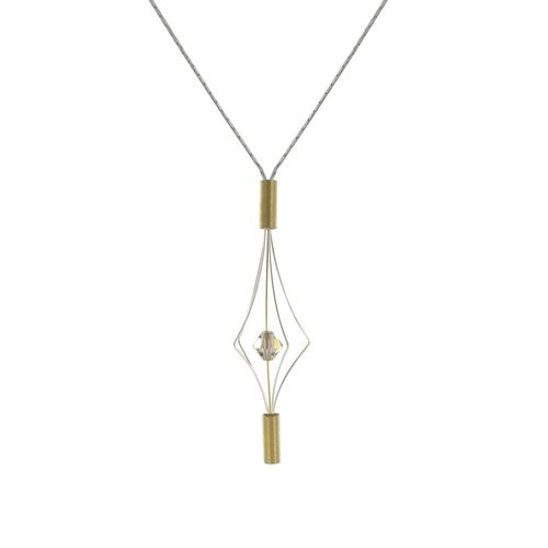 Les Poulettes Bijoux - Collier Argent Et Plaqué Or Lanterne Et Cristal - Petit Modèle