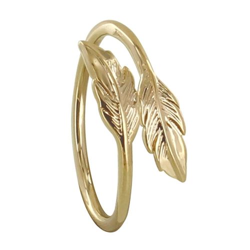 Les Poulettes Bijoux - Bague Plaqué Or Double Plume