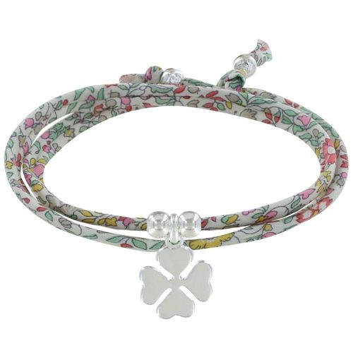 Les Poulettes Bijoux - Bracelet Double Tour Lien Liberty Et Trèfle Argent - Classics