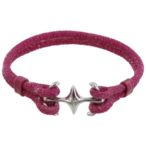 Les Poulettes Bijoux - Bracelet Mixte Argent Rhodié Double Ancre Et Cuir - 18cm Colors