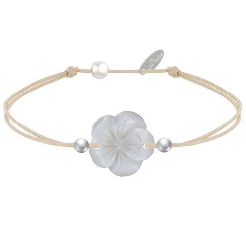 Les Poulettes Bijoux - Bracelet Lien Fleur De Nacre Ivoire Et Perles D'argent - Classics