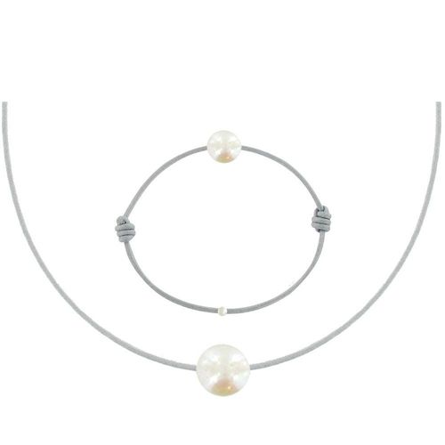 Les Poulettes Bijoux - Set Collier Et Bracelet Lien La Perle Blanche Des Poulettes - Classics