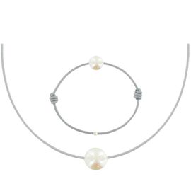 Les Poulettes Bijoux - Set Collier Et Bracelet Lien La Perle Blanche Des Poulettes - Classics