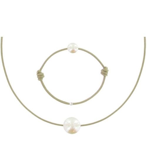 Les Poulettes Bijoux - Set Collier Et Bracelet Lien La Perle Blanche Des Poulettes - Classics