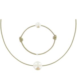 Les Poulettes Bijoux - Set Collier Et Bracelet Lien La Perle Blanche Des Poulettes - Classics