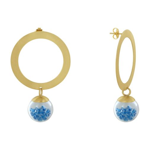 Les Poulettes Bijoux - Boucles D'oreilles Anneau Laiton Bulle Pâte De Verre Et Perles