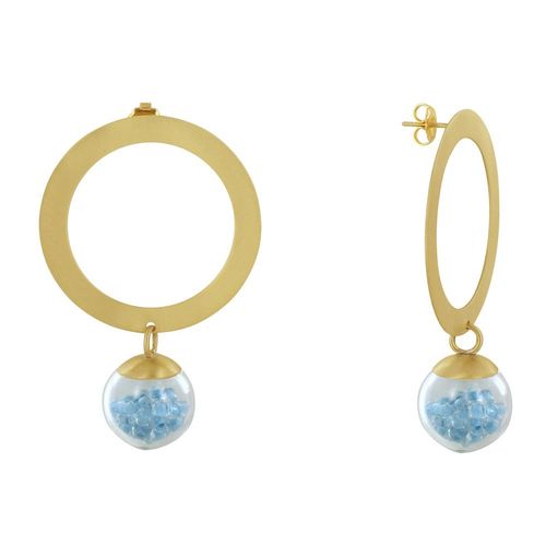 Les Poulettes Bijoux - Boucles D'oreilles Anneau Laiton Bulle Pâte De Verre Et Perles