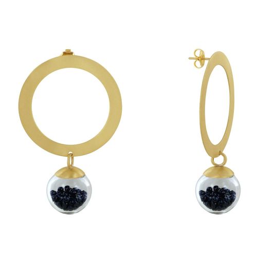 Les Poulettes Bijoux - Boucles D'oreilles Anneau Laiton Bulle Pâte De Verre Et Perles