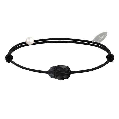 Les Poulettes Bijoux - Bracelet Lien Scarabée En Cristal Noir